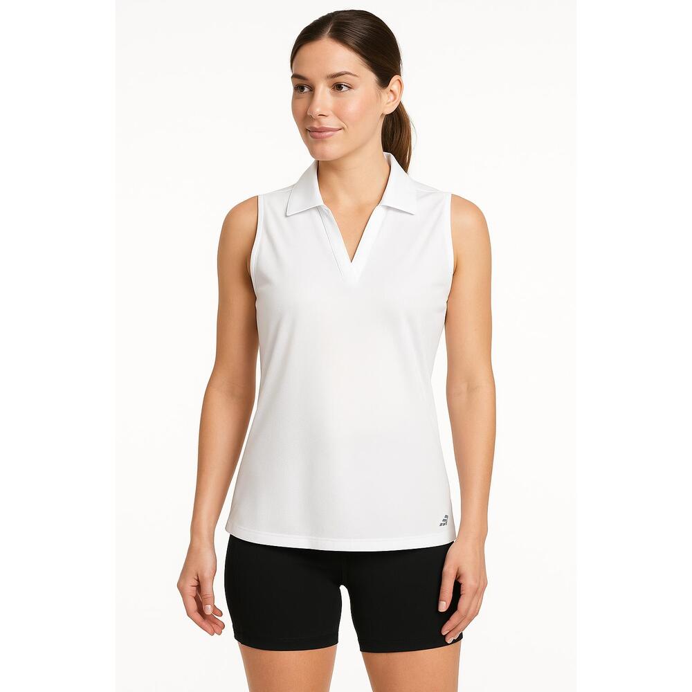 bcg White VNeck Collared Lightweight‎ Breathable Sleeveless Collared ShirtMedium